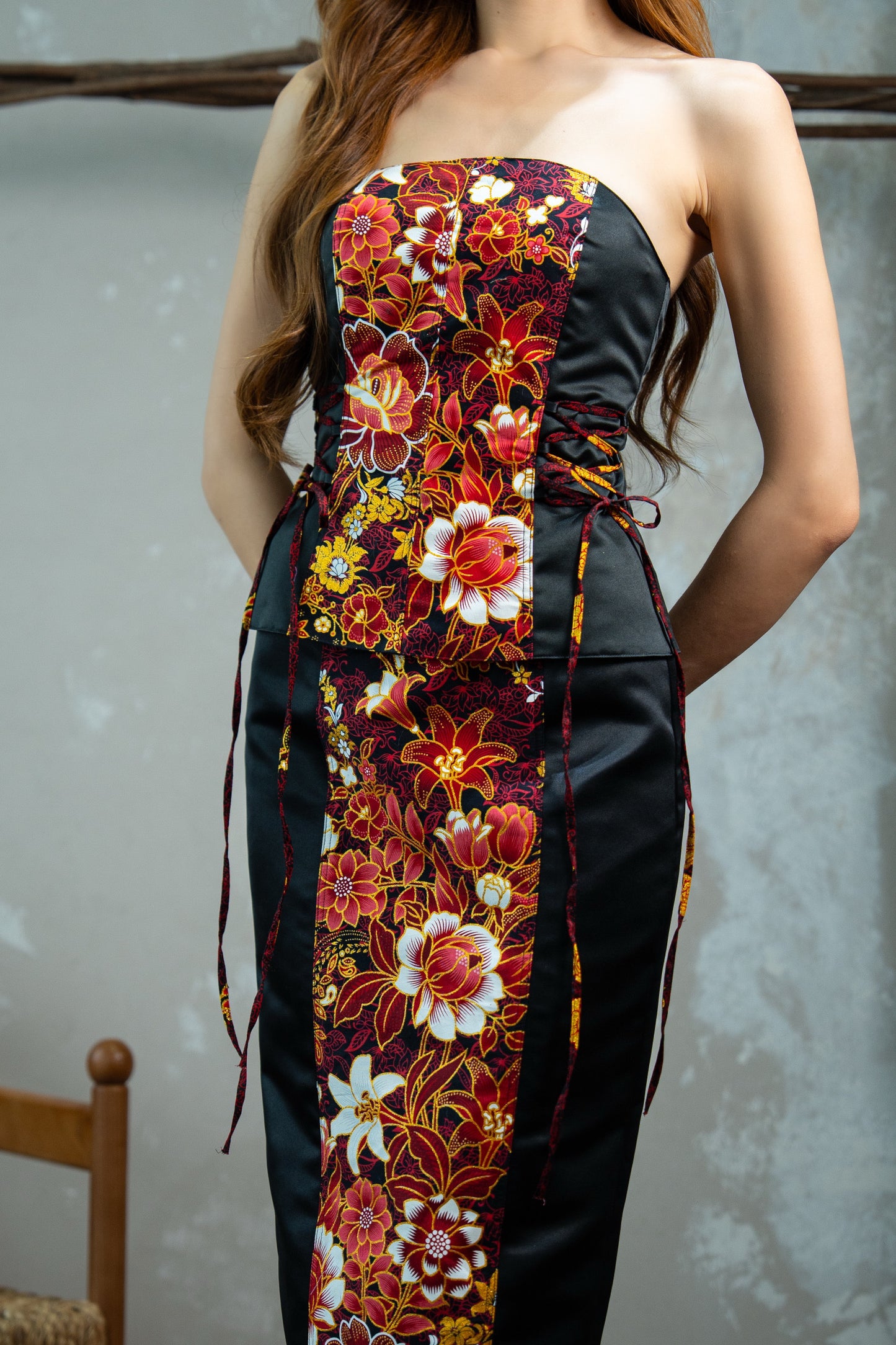 Crimson Glittery Batik Skirt