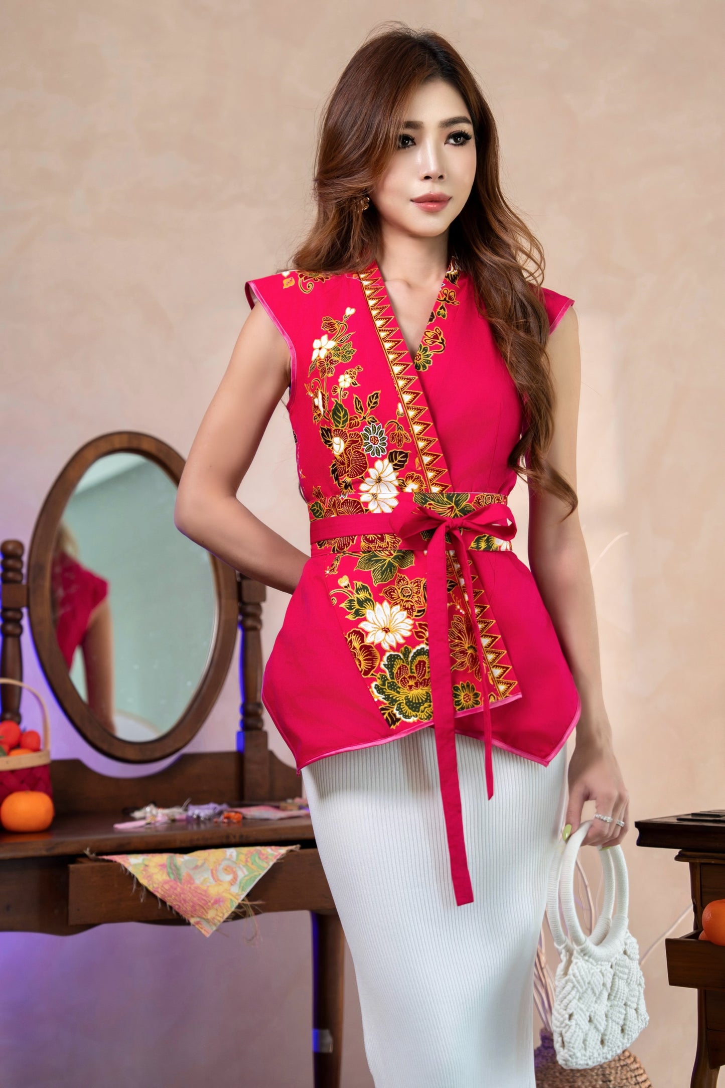 Mei Hong Glittery Pink Kimono Top