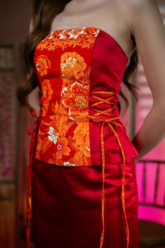 Hóng Yì Glittery Batik Tube Top