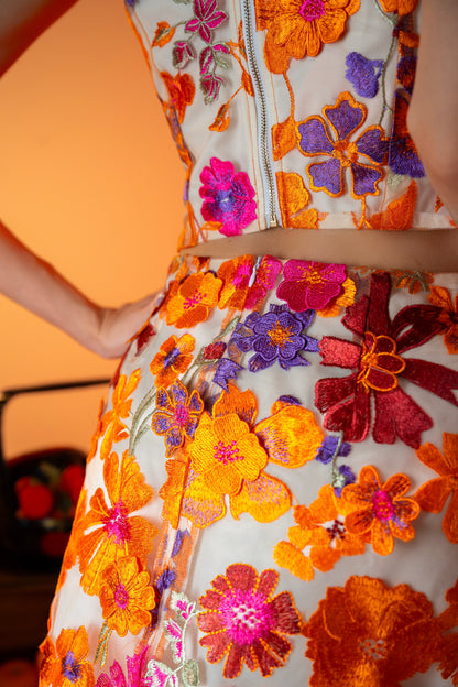 Mandarin Blooms | Mini Skirt