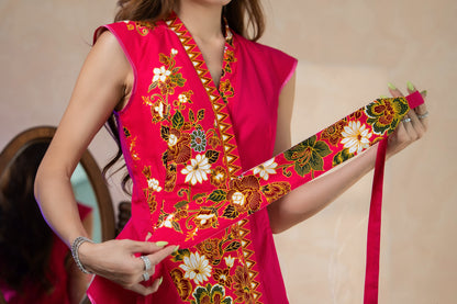 Mei Hong Glittery Pink Kimono Top