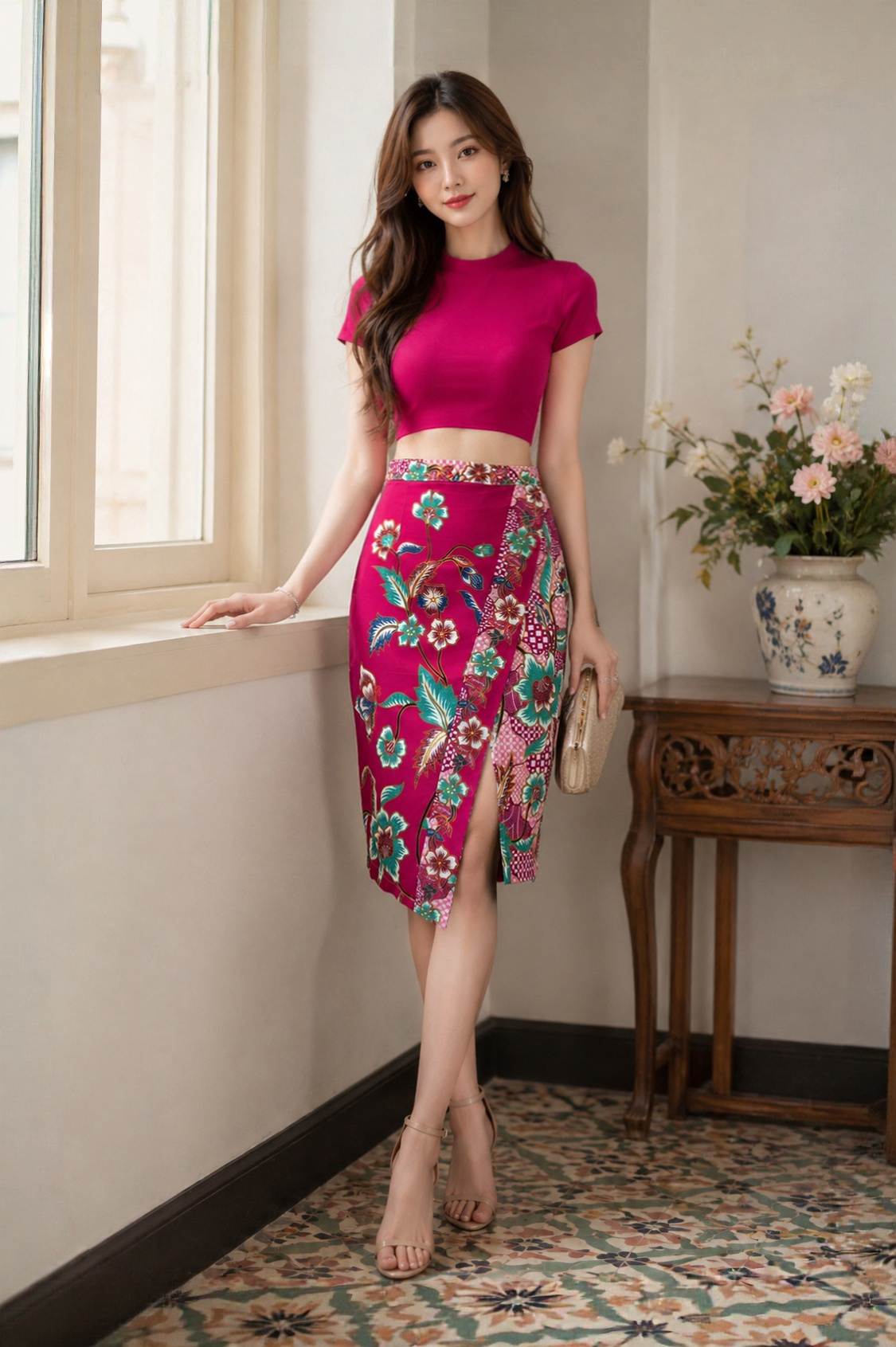 Dahlia Fuschia Batik Skirt