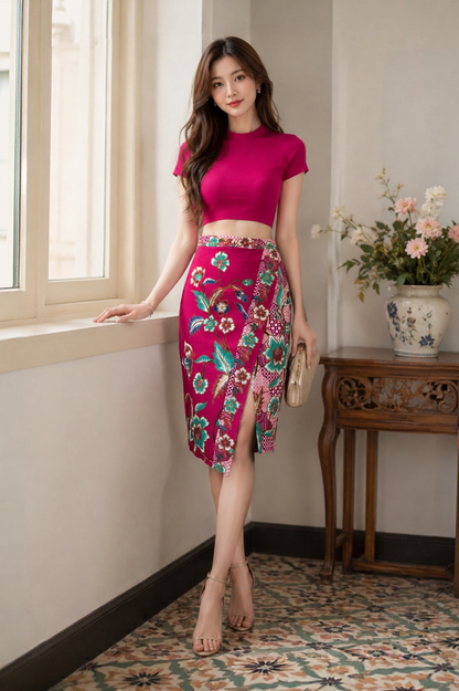 Dahlia Fuschia Batik Skirt