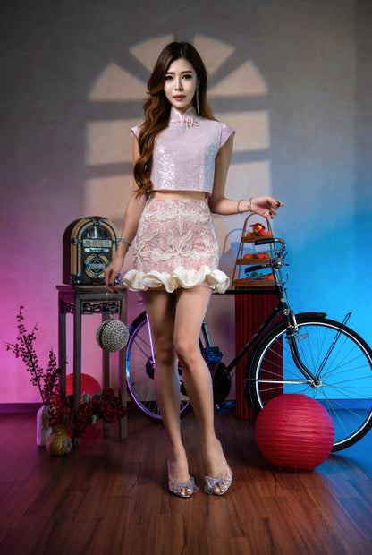 *Premium* Shu Hua | Laced Sequined Skirt