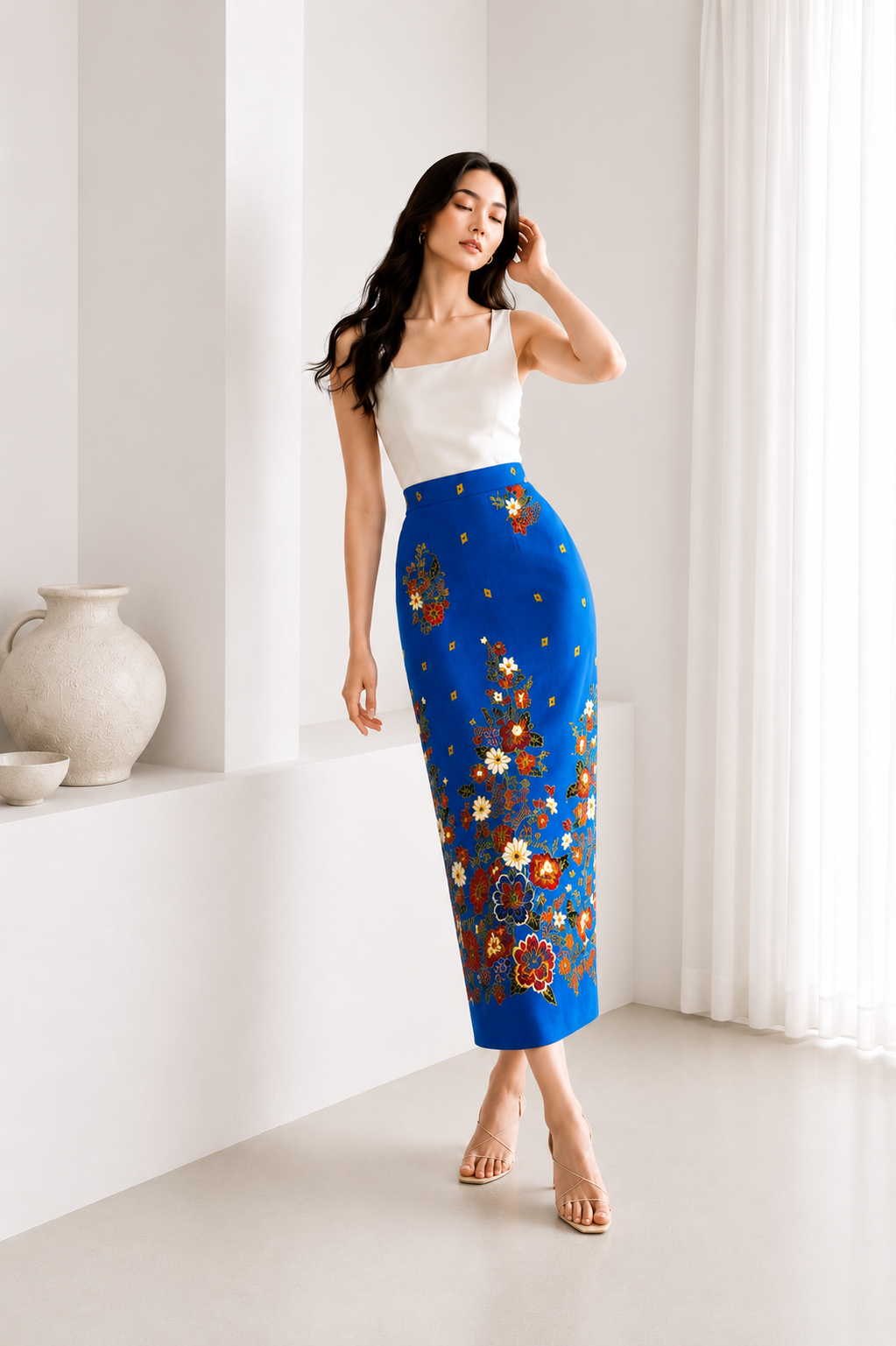 *Premium* Sapphire Glittery Batik Skirt