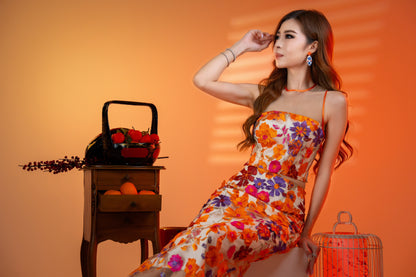 Mandarin Blooms | Midaxi Skirt