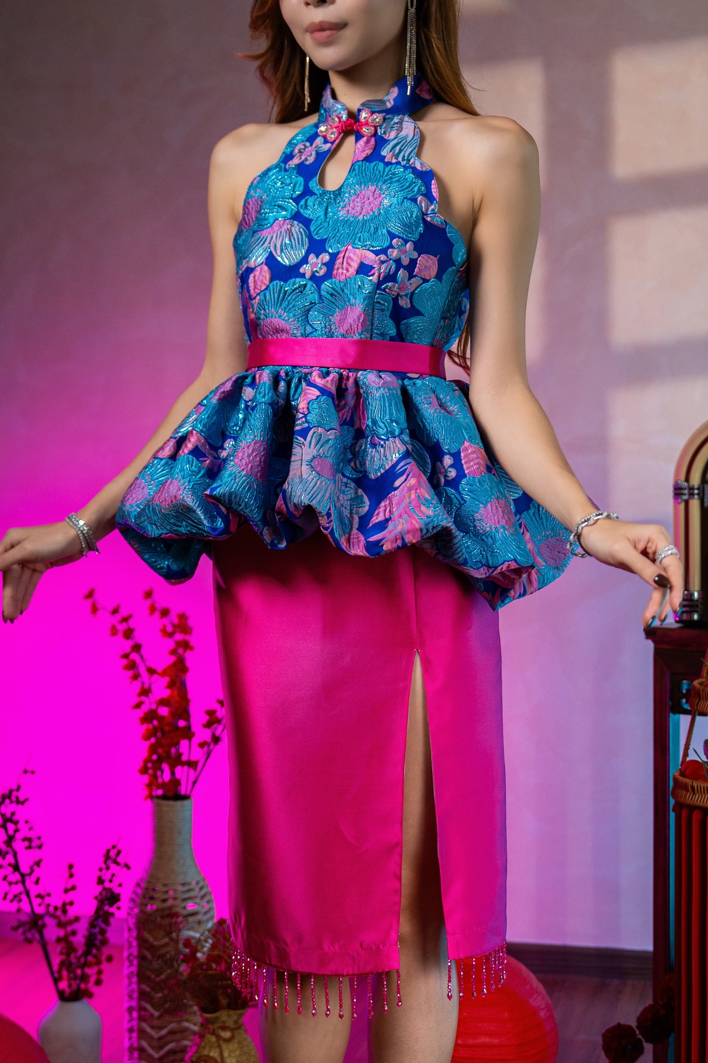 Fuschia Midi Skirt Only