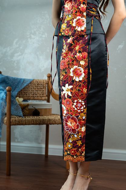 Crimson Glittery Batik Skirt