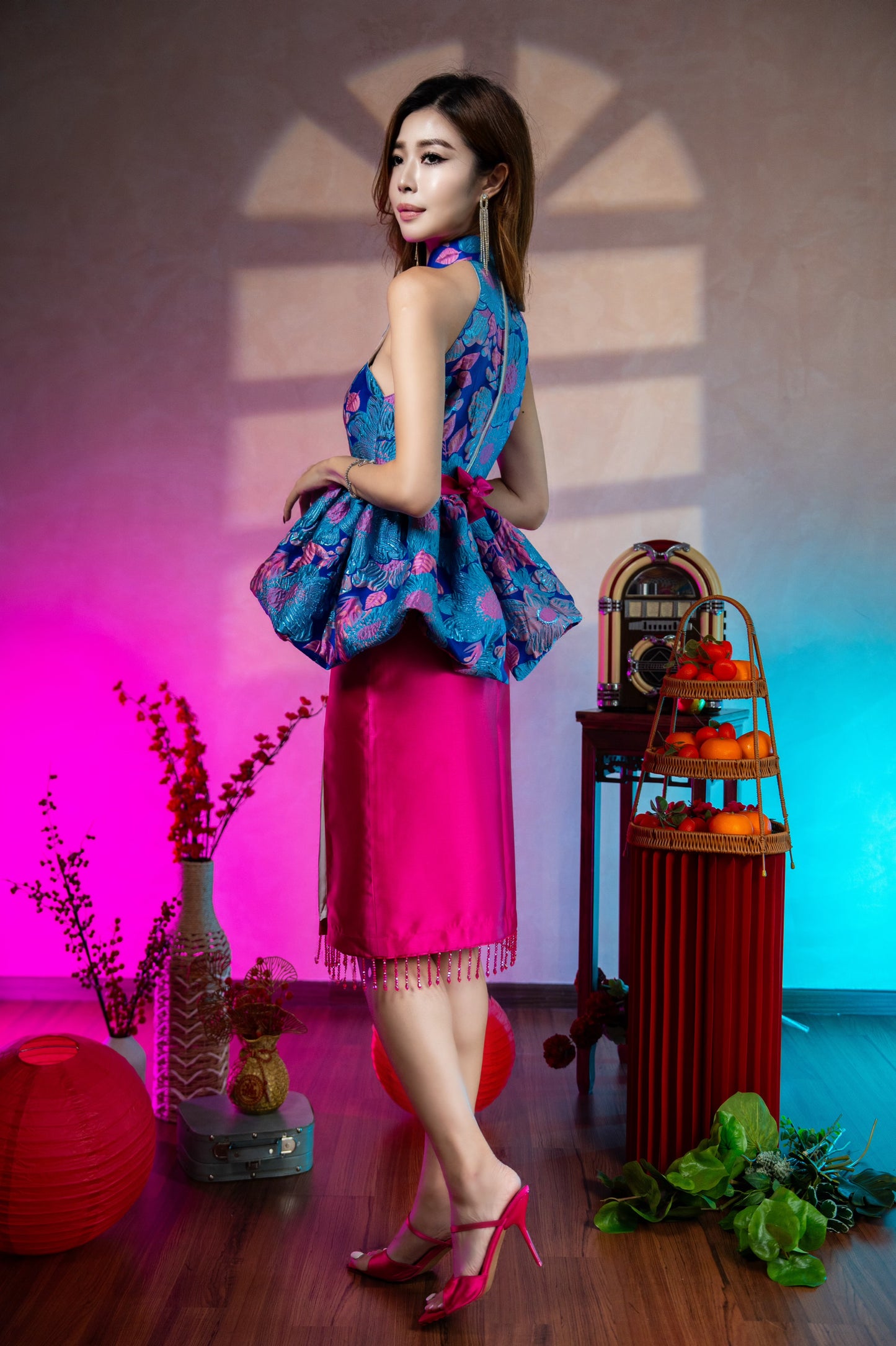 Fuschia Midi Skirt Only