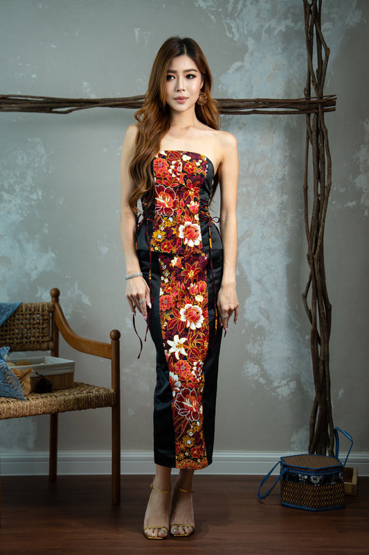 Crimson Glittery Batik Skirt