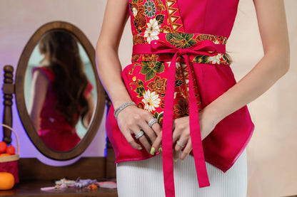 Mei Hong Glittery Pink Kimono Top