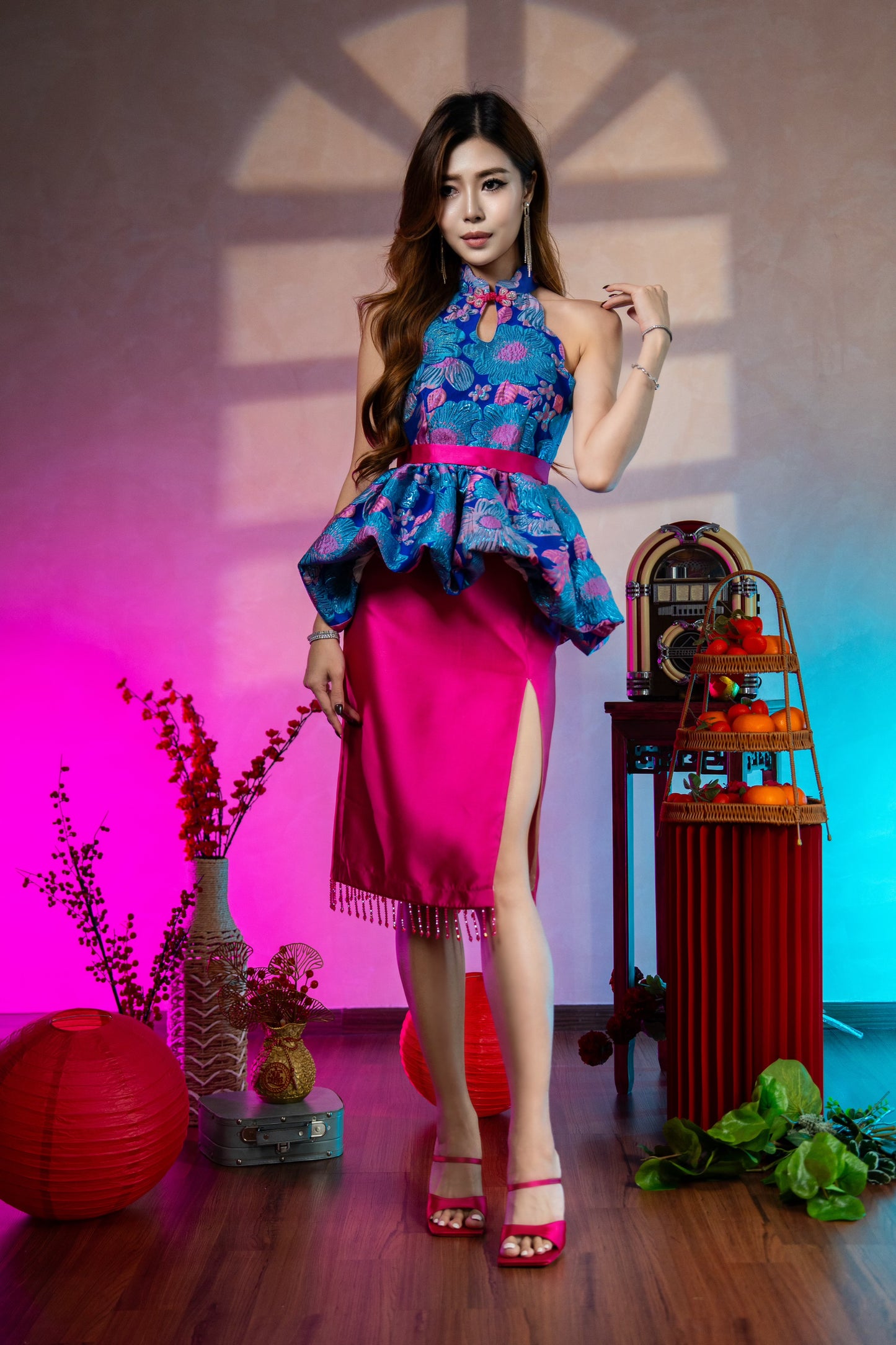 Fuschia Midi Skirt Only