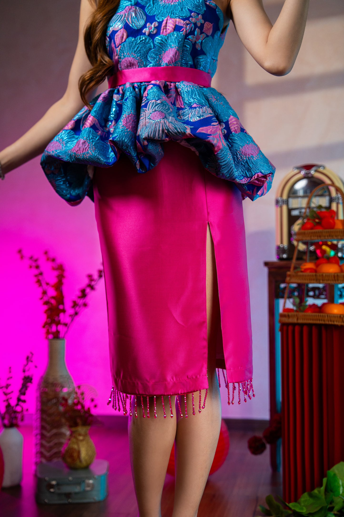 Fuschia Midi Skirt Only