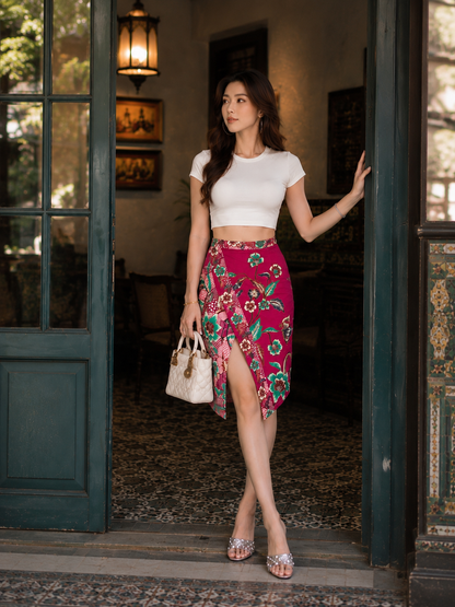 Dahlia Fuschia Batik Skirt