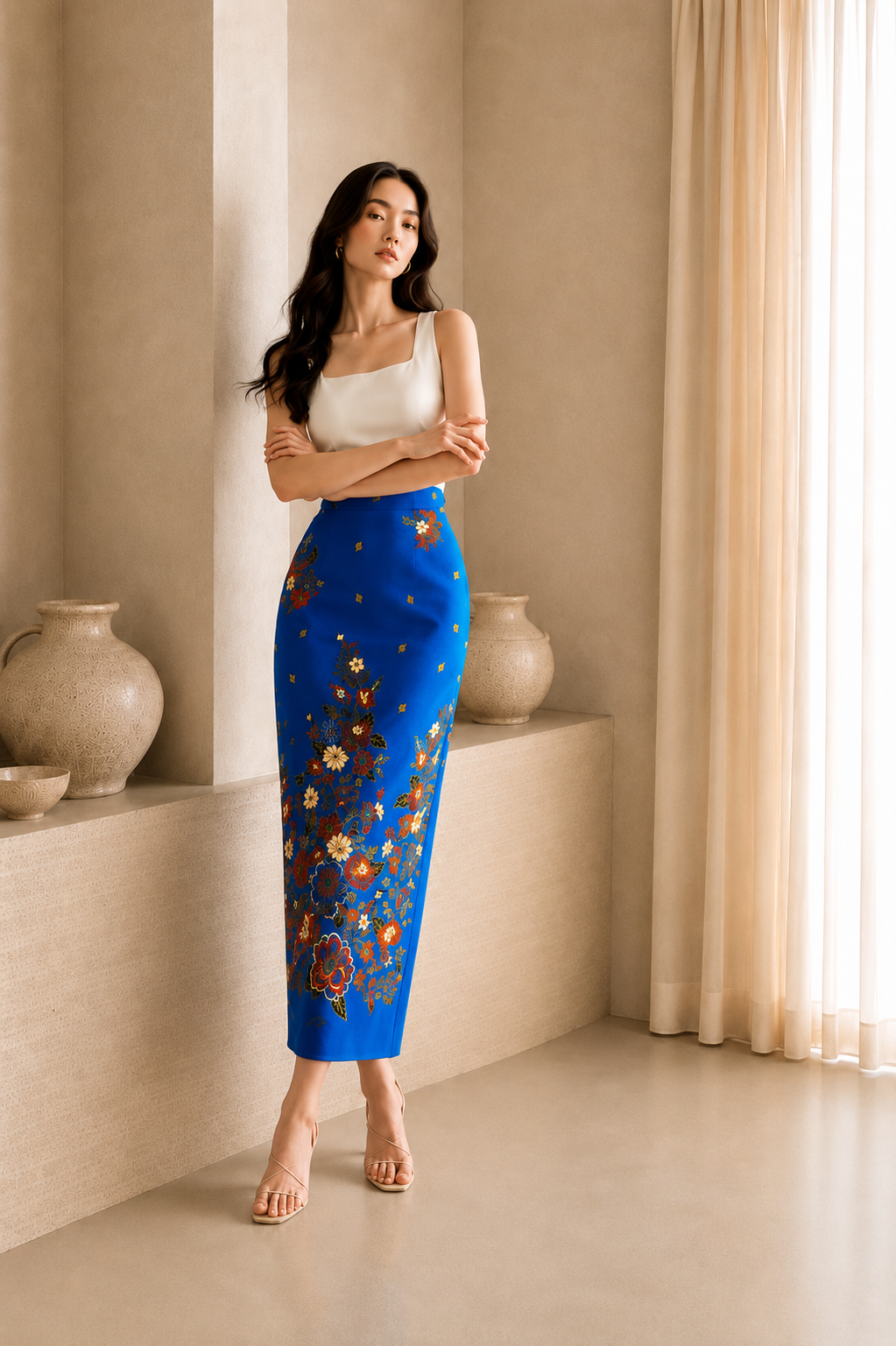 *Premium* Sapphire Glittery Batik Skirt