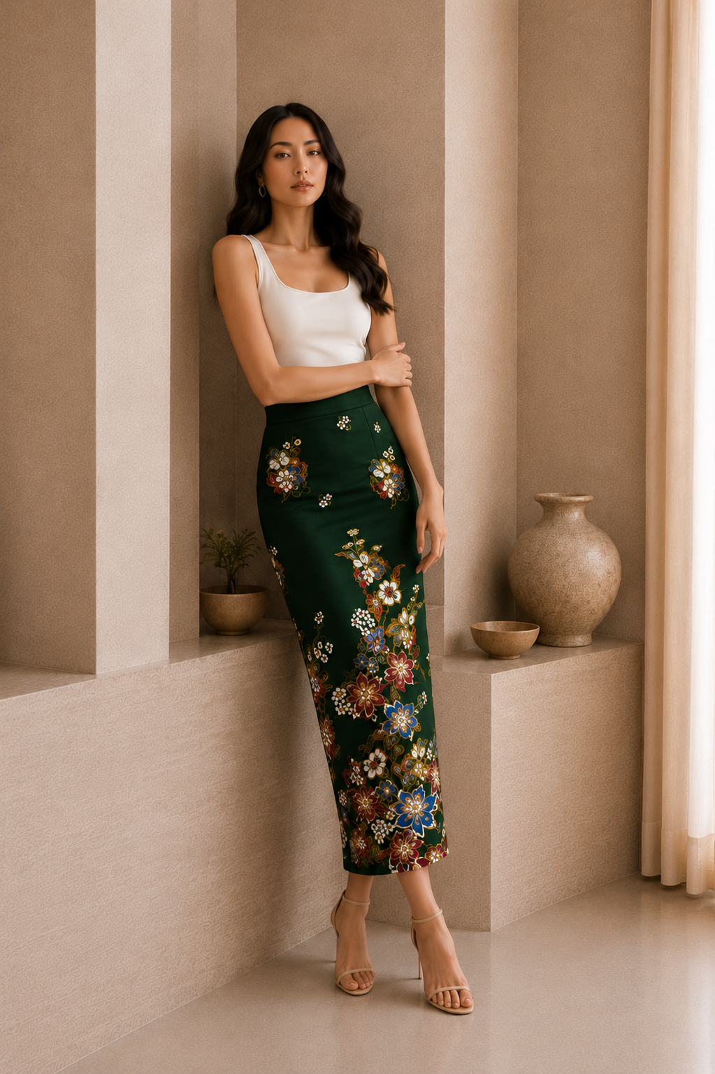 *Premium* Emerald Green Glittery Batik Skirt
