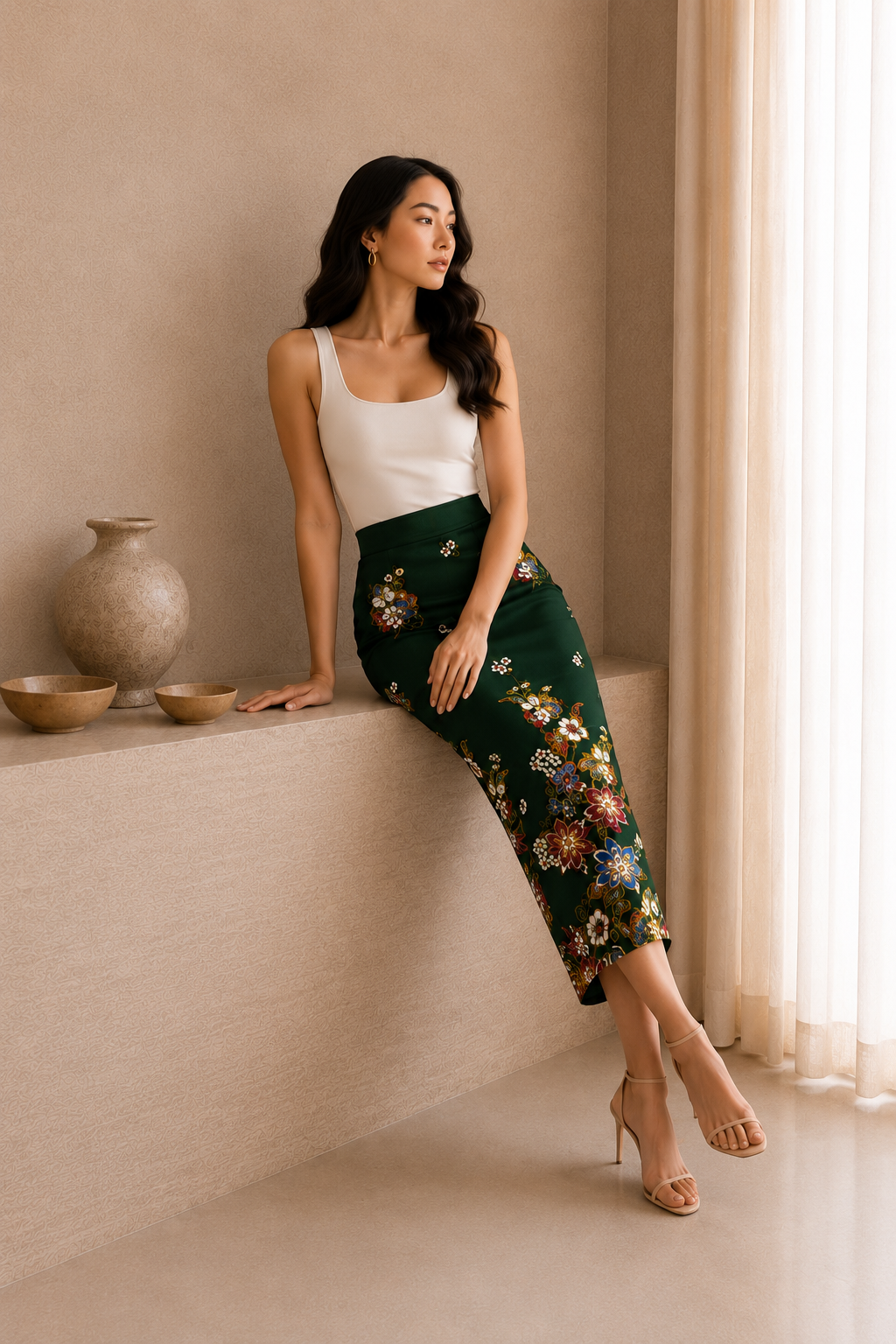 *Premium* Emerald Green Glittery Batik Skirt